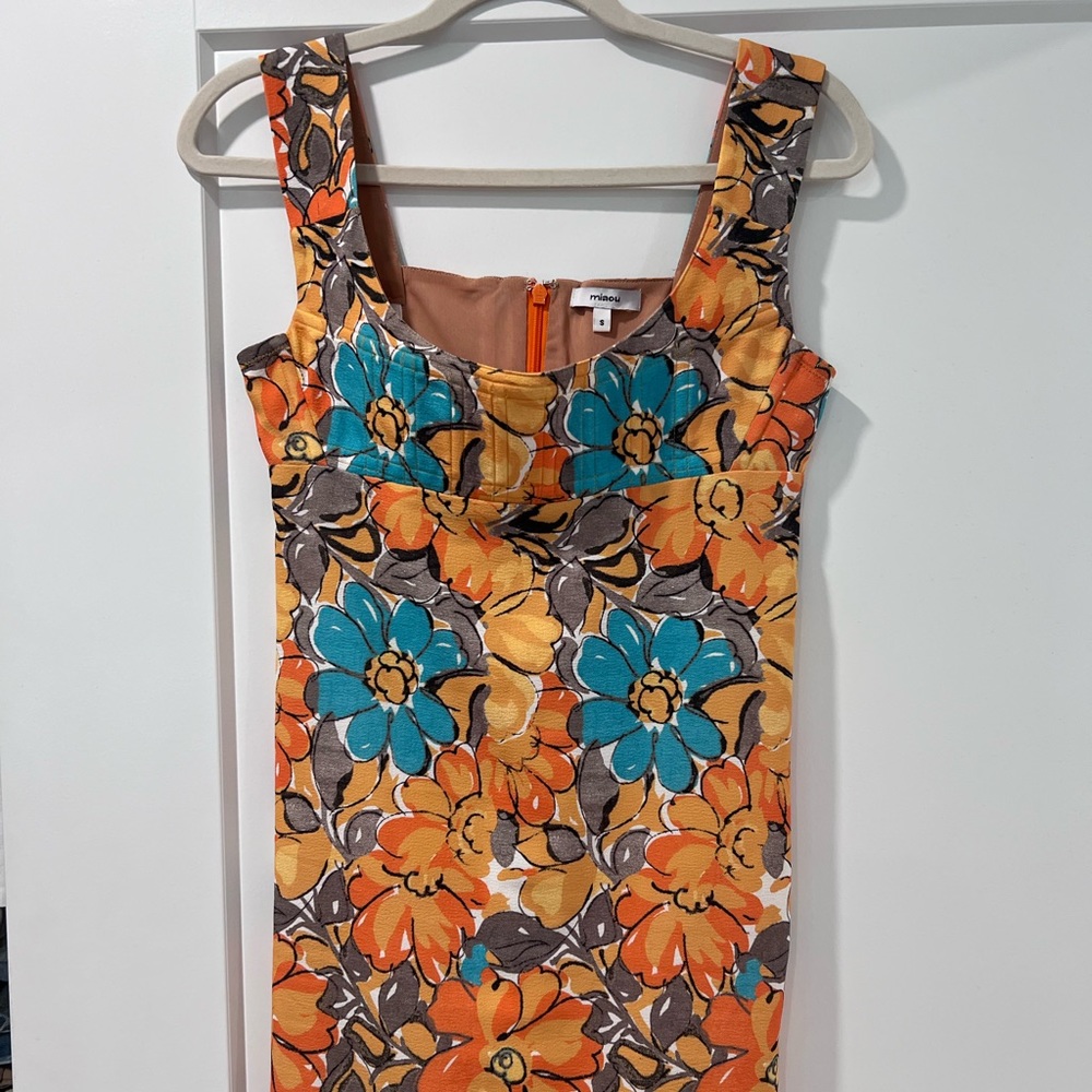 Vivi Dress In Parisian Flower Orange Miaou View 3